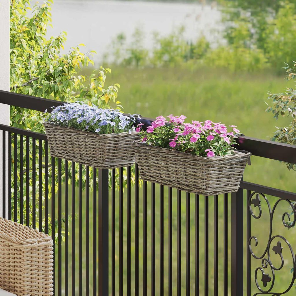 Möbel Hängender Blumentopf Korb 2 pcs Grau 48x22x15cm DE858085 - Körbe