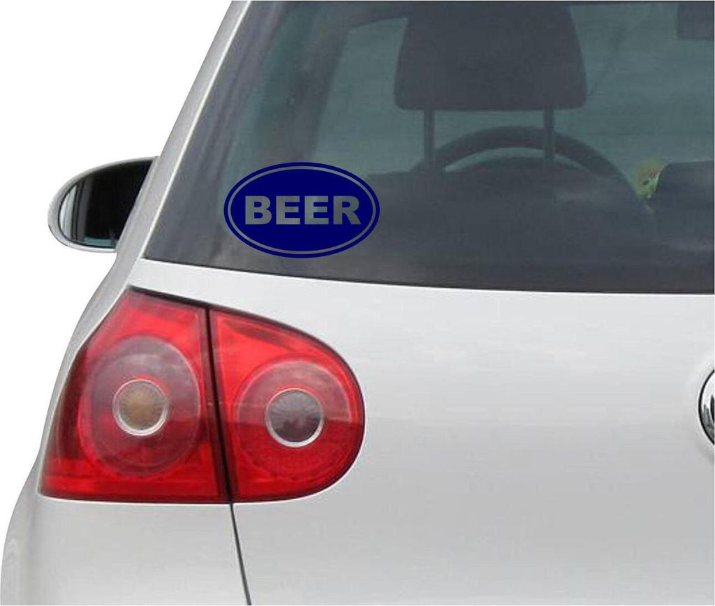 Aufkleber / Autoaufkleber - JDM - Die cut - BEER EURO OVAL - Folie Auto Decal Sticker - blau -139mmx86mm