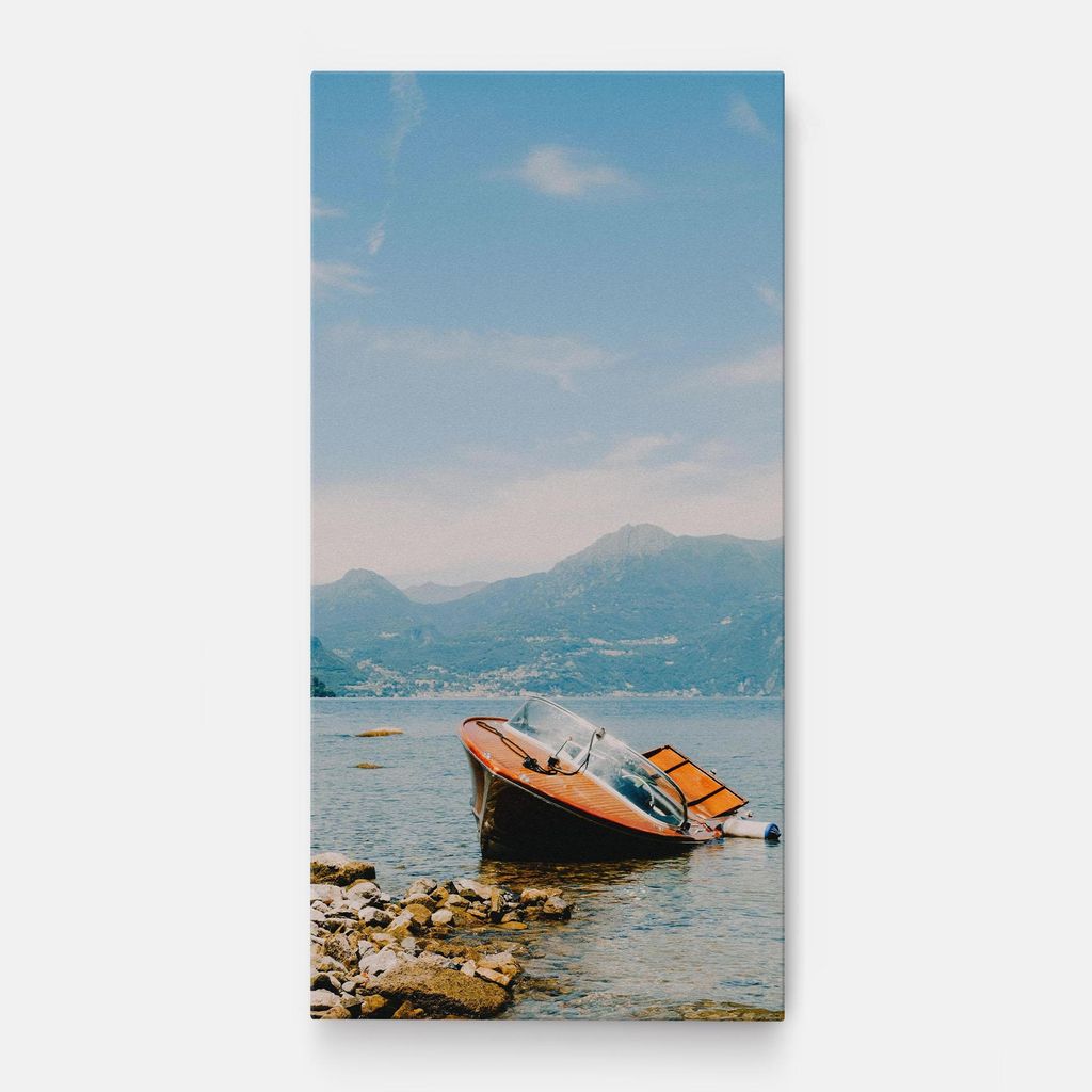 ARTHUB Leinwandbild 60x120 cm, Boat On The Lake | Wohnzimmerdekoration, Hängende Bilder, Wanddekoration, Heimdekoration, Landschaften, Seen