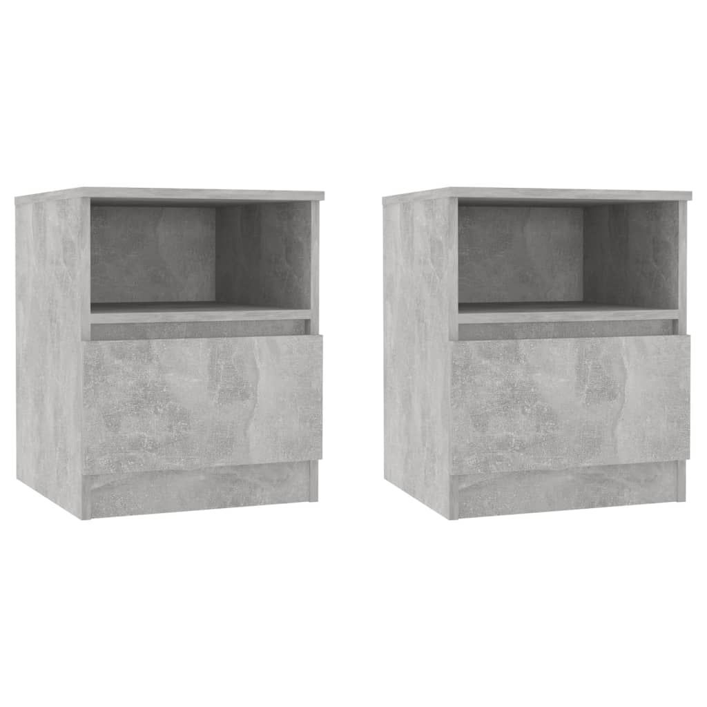 vidaXL Nachttische 2 Stk. Betongrau 40x40x50 cm Produktbild 