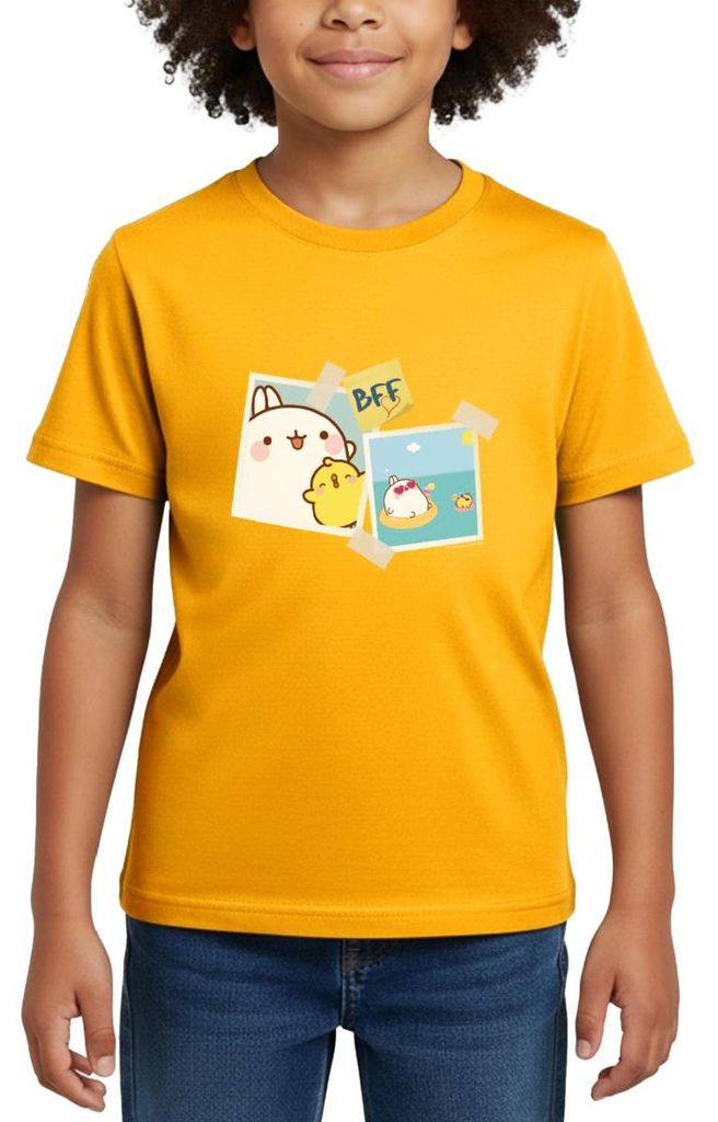 Spreadshirt Molang Piu Piu BFF Beste Freunde Kinder T-Shirt, 110/116 (5-6 Jahre), Gold