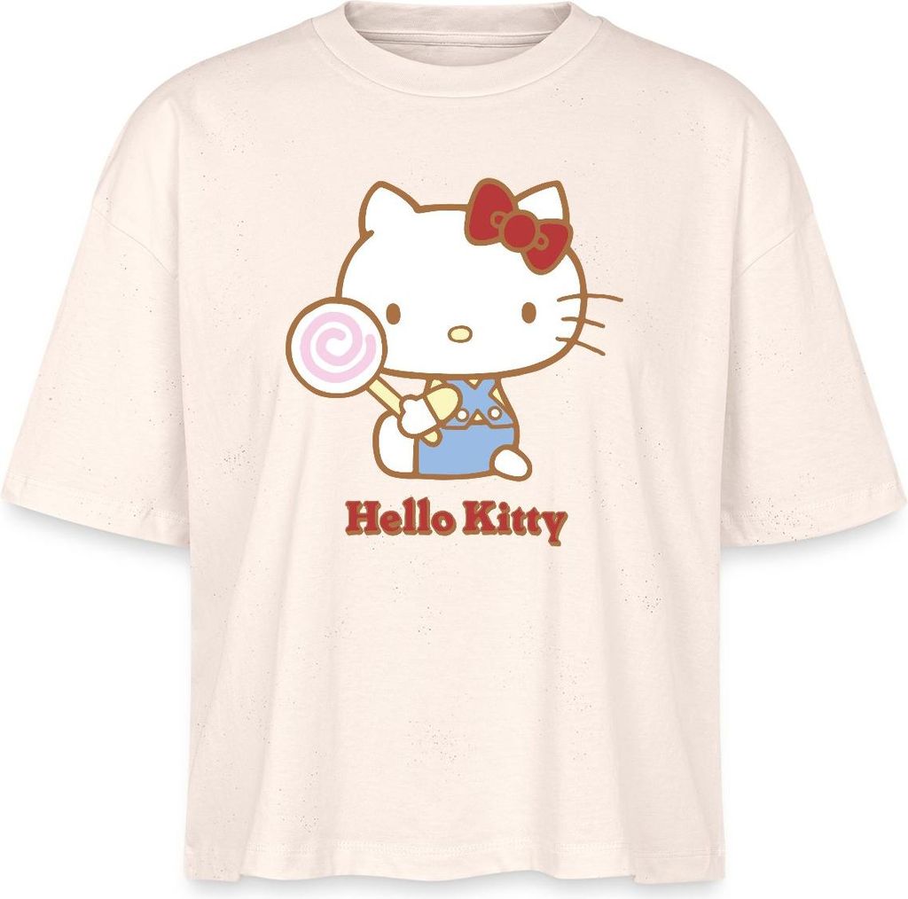 Spreadshirt Hello Kitty Mit Lollipop Boxy Shirt Damen, XL, Natur