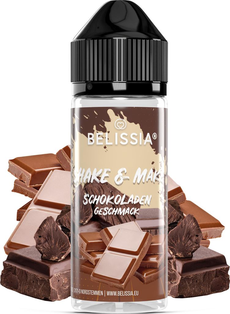 Belissia Shake and Make Schokolade - 10ml hochdosiertes Lebensmittelaroma + 120ml Schüttelflasche - Für Backen, Speisen, Getränke, Shake, DIY & ...