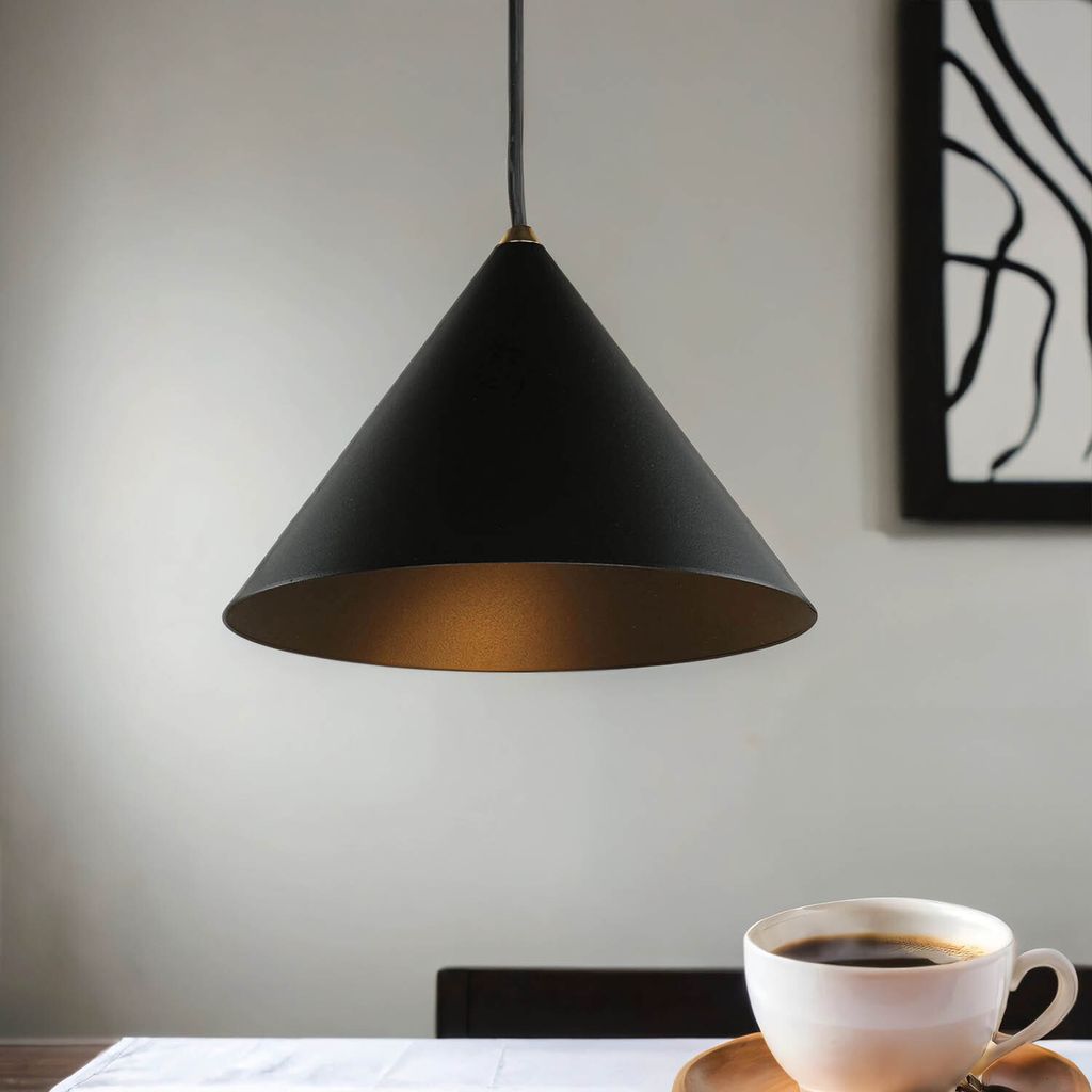 Pendelleuchte Metall GU10 rund D: 20,5 cm H: max. 130 cm Schwarz Retro Design Hängeleuchte