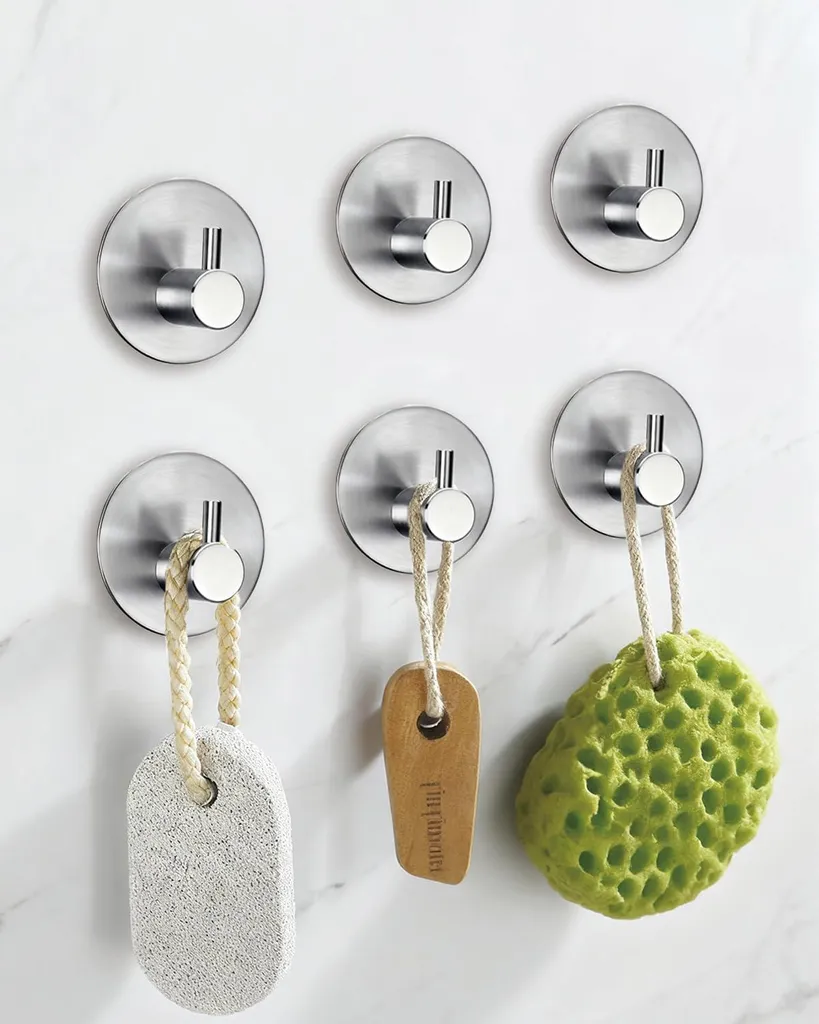 Crochets muraux adhésifs multifonctions en inox pour cuisine et bain