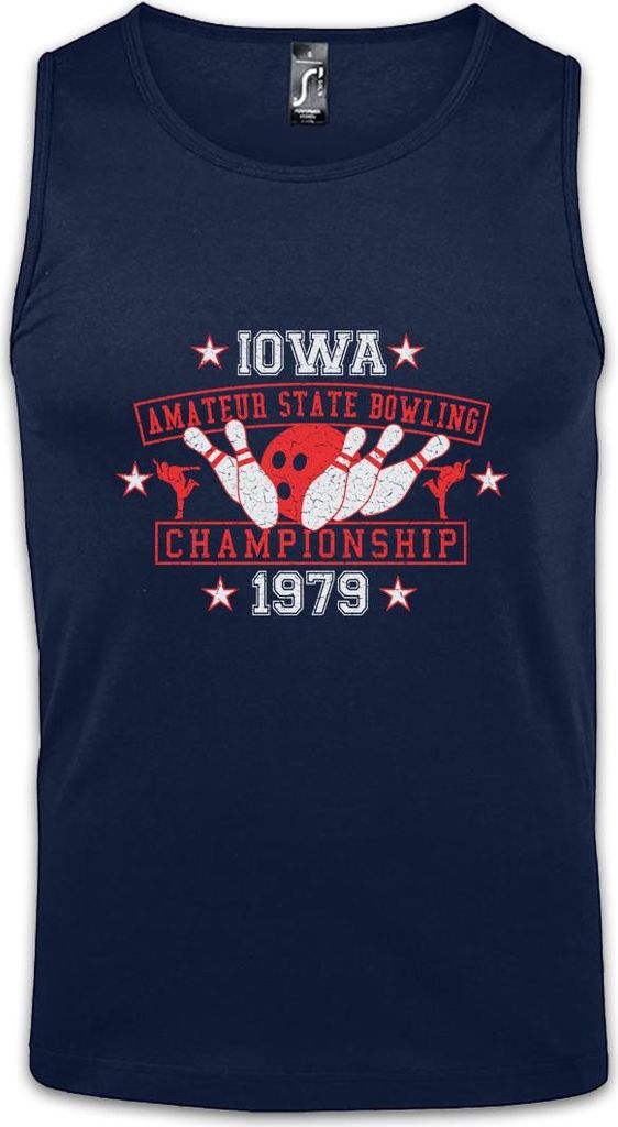 Urban Backwoods Iowa Amateur State Bowling, Ärmelloses T-Shirt, Farbe: Navy, Größe: S