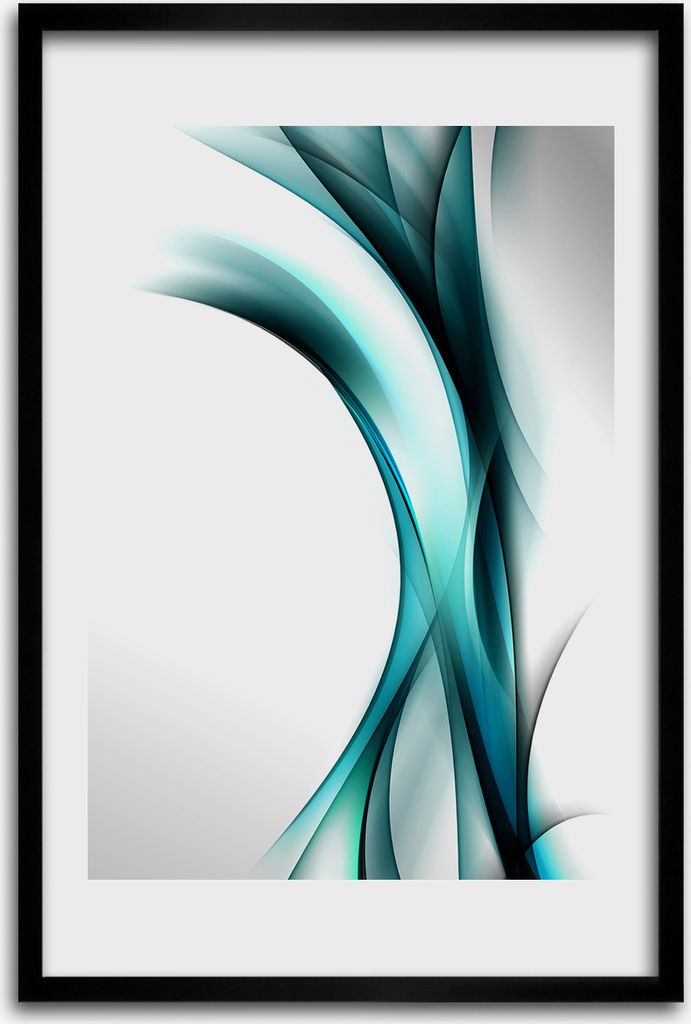 Bild - Bilderrahmen - 40 cm x 60 cm - MDF - Rahmen - Wandkunst - Wellen Abstraktion