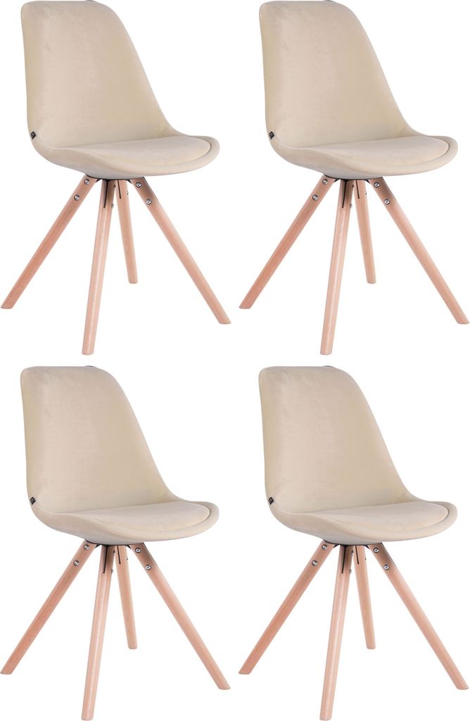 4er Set Stühle HLO-CP8 Samt Rund natura creme