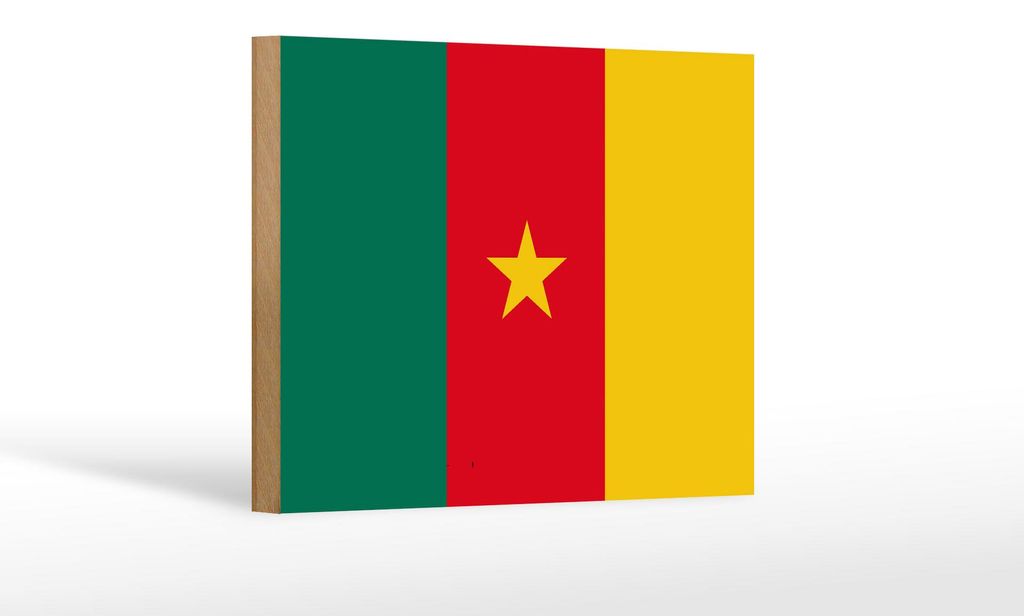 Holzschild Flagge Kamerun 18x12 cm Flag of Cameroon