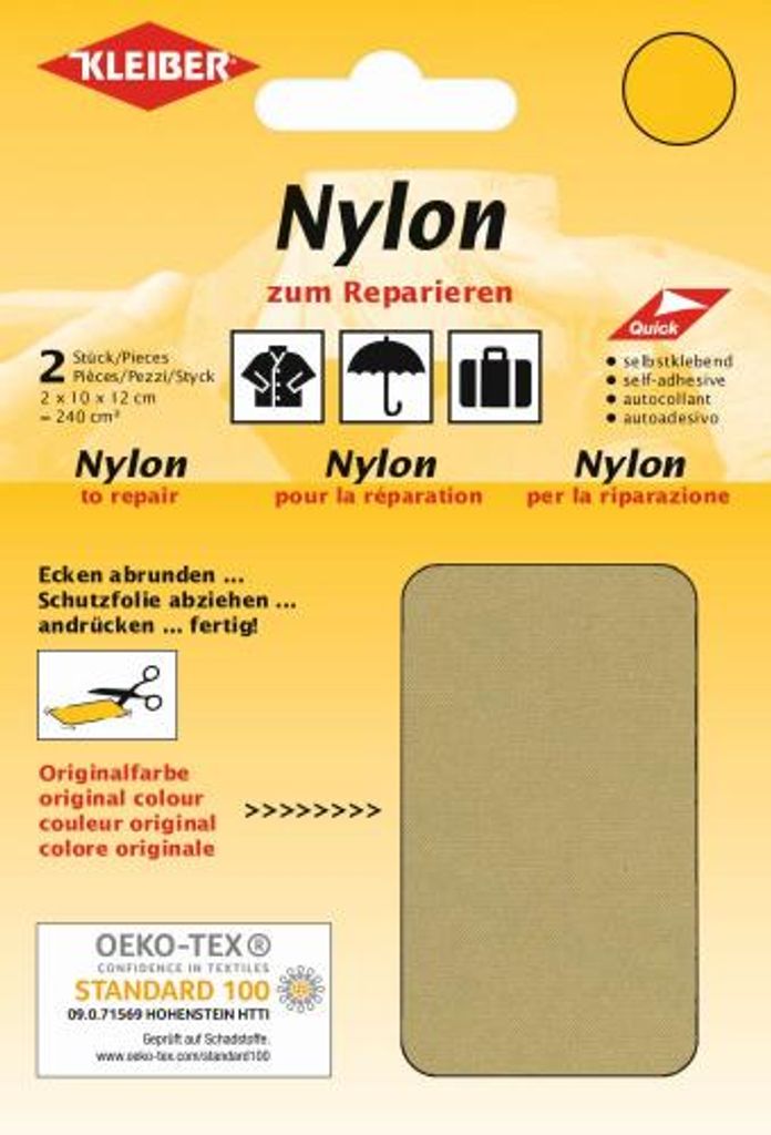 KLEIBER Nylon-Flicken selbstklebend beige 2 Stück