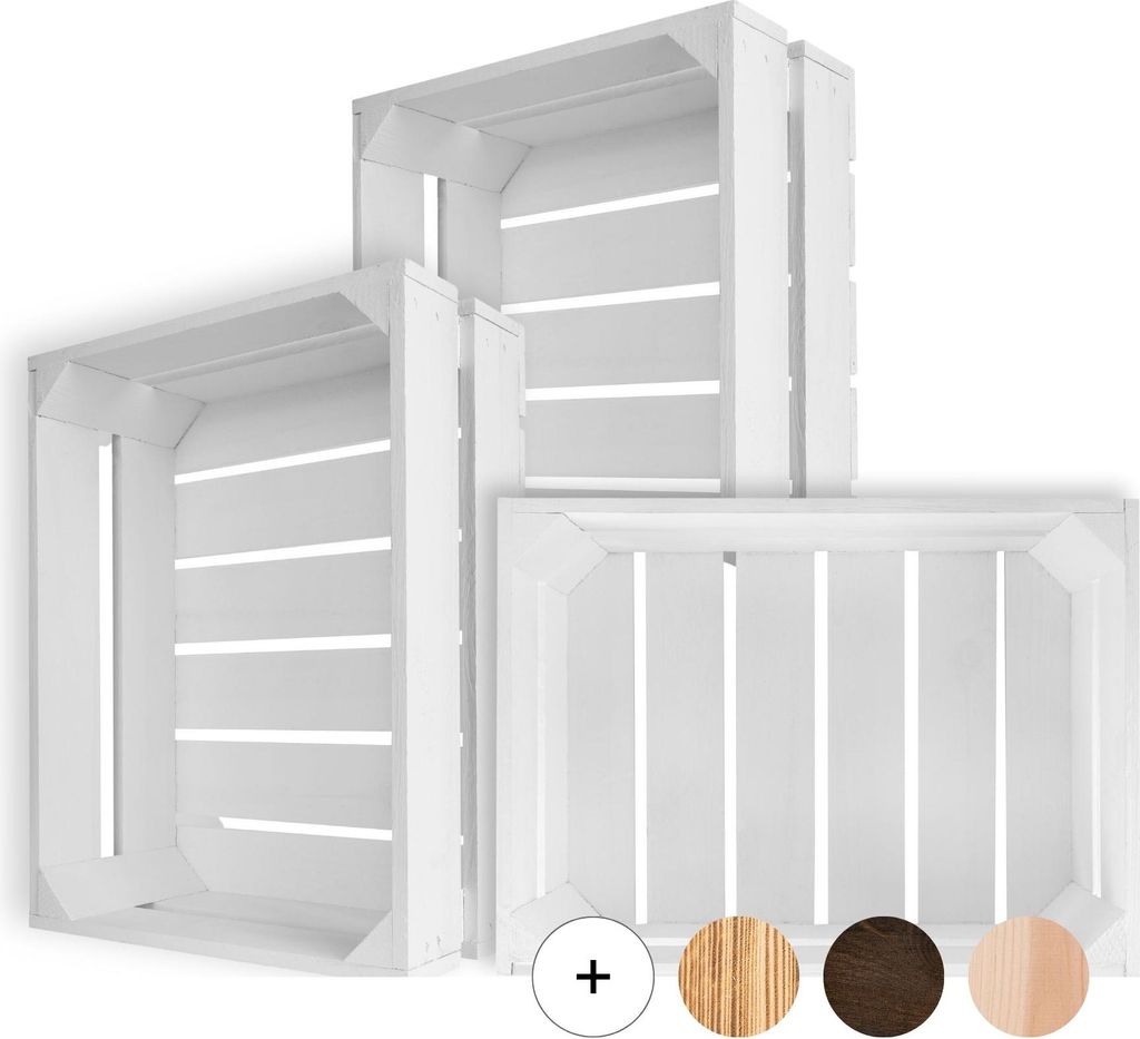 Creative Deco Lot de 3 Caisse en Bois Blanc 40 x 30 x 15cm Image du produit 