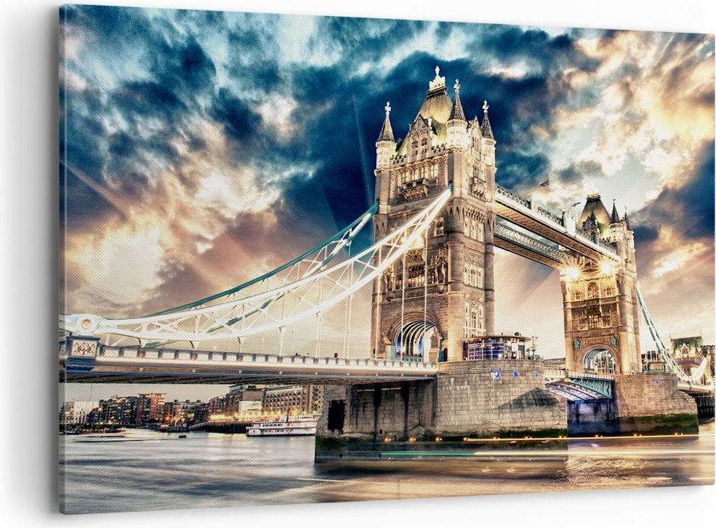 Bild auf Leinwand - Leinwandbild - London parlament architektur groß ben - 100x70cm - Wand Bild - Wanddeko - Leinwanddruck - Bilder - Kunstdruck -...