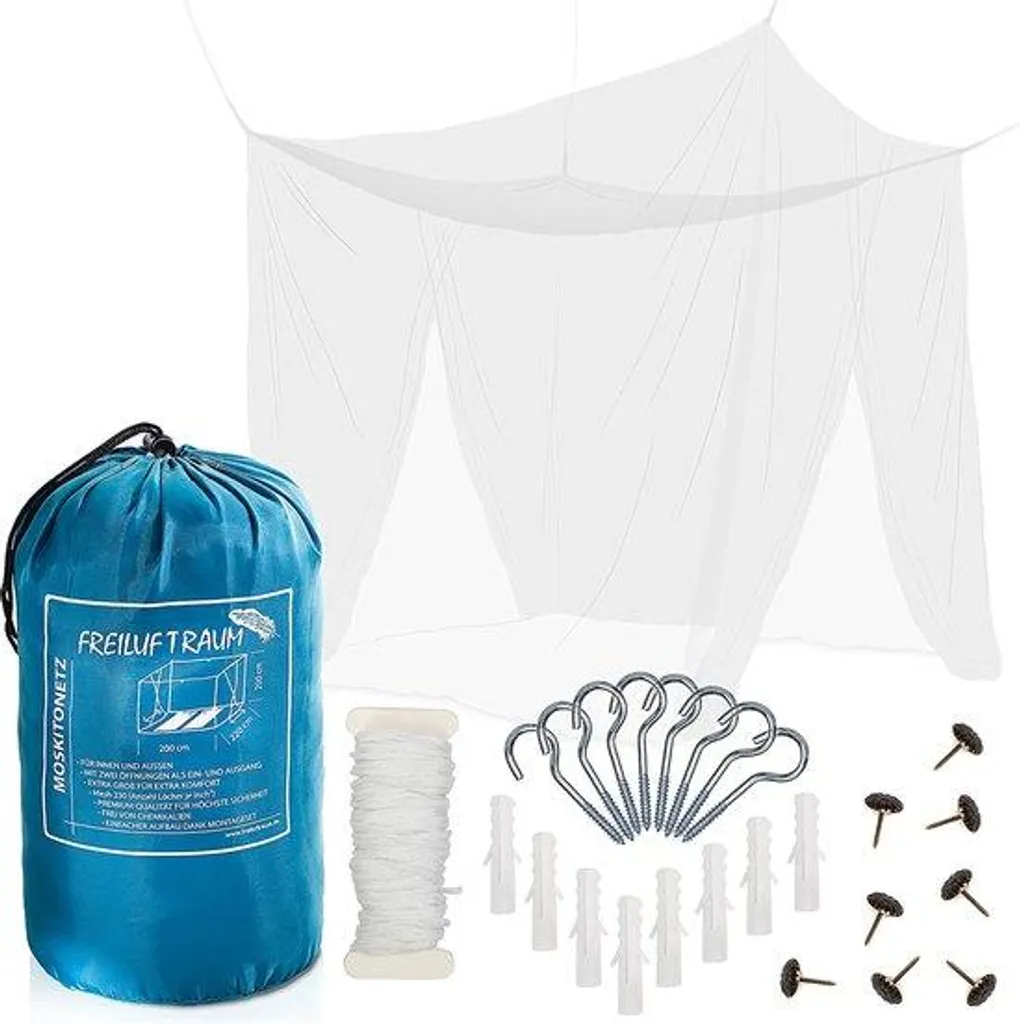 Moustiquaire lit double XL 200x220cm blanche pour protection insectes