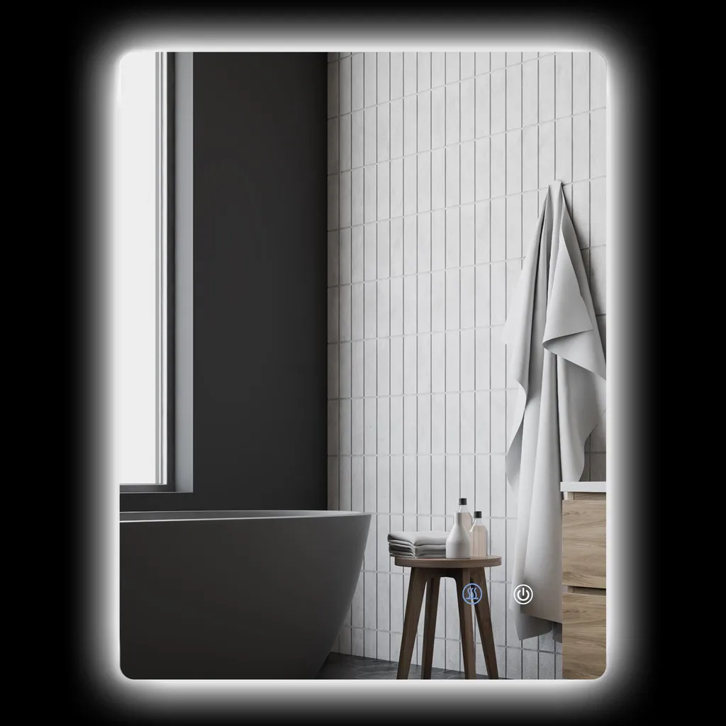 Miroir LED mural 80x60 cm à intensité variable blanc transparent - 2
