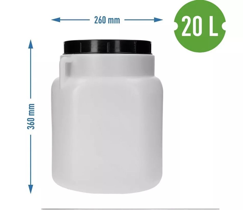 Beczka 20L plastikowa kwadratowa z szeroką szyjką, atest Zdjęcie produktu 4