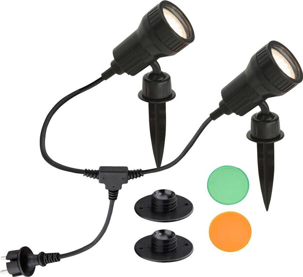 LED Außenstrahler Erdspieß dimmbar Farbfilter 2xGU10 IP44 Produktbild 