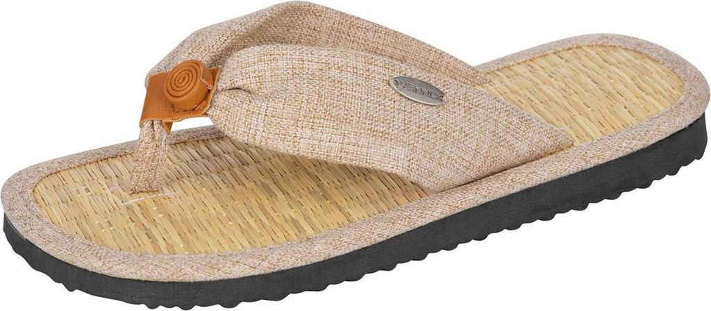 CINNEA »CAMI« Wellness-Zimtdianetten mit Leinenriemen, Sandaletten, Zehentrenner, Damen, gegen Fußschweiß, Haussandalen Farbe beige Größe 4...