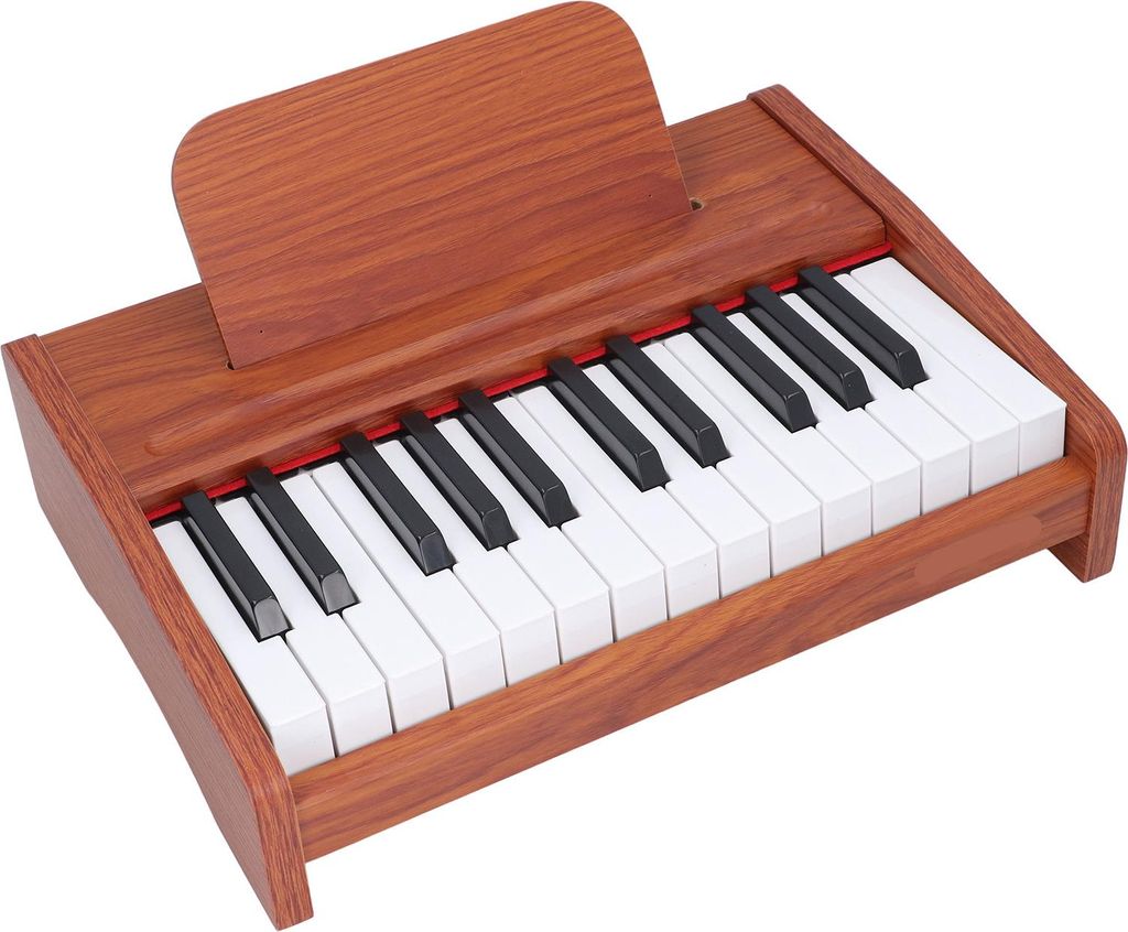 Elektronisches Klavier für Kinder, 25 Tasten mit Aufkleber, mehrere Klangmodi, Holz-Kindermusikinstrument für Anfänger, Stil 2