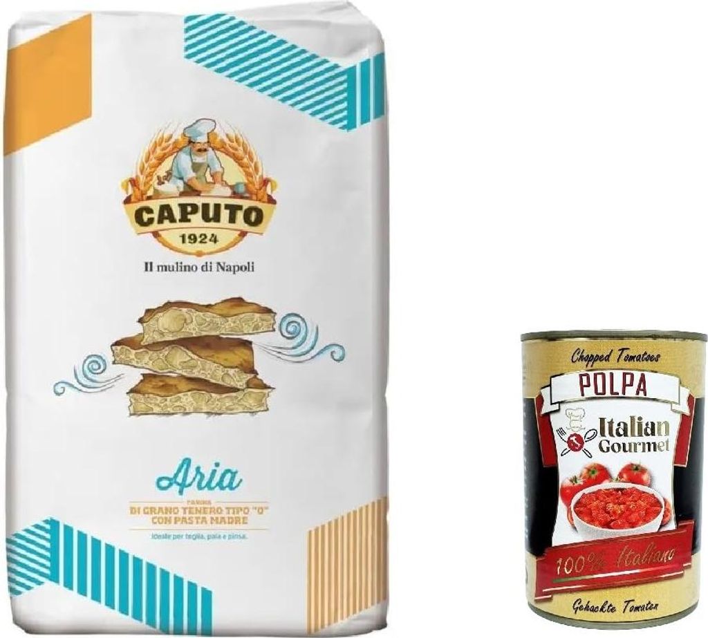 Molino Caputo Aria Farina 0 Mehl Entwickelt für pizza a teglia, pinza 25kg + Italian Gourmet polpa 400g
