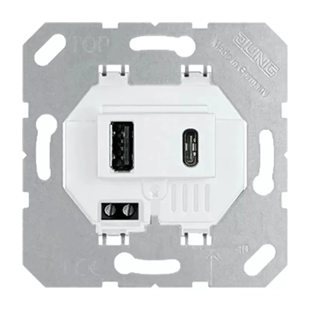 Jung Chargeur USB USB15CAWW Prise Secteur Blanche Intégrée Double Port