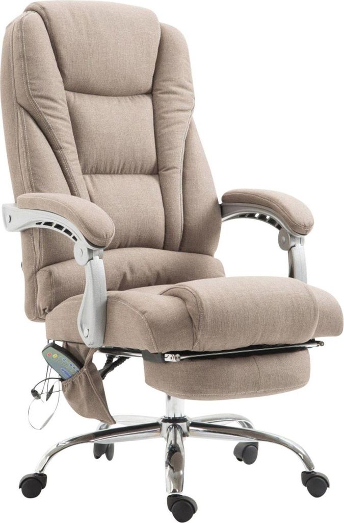 Ergonomischer Massagestuhl – Bequemer Bürostuhl – Höhenverstellbar und Fußstütze | Farbe: Taupe