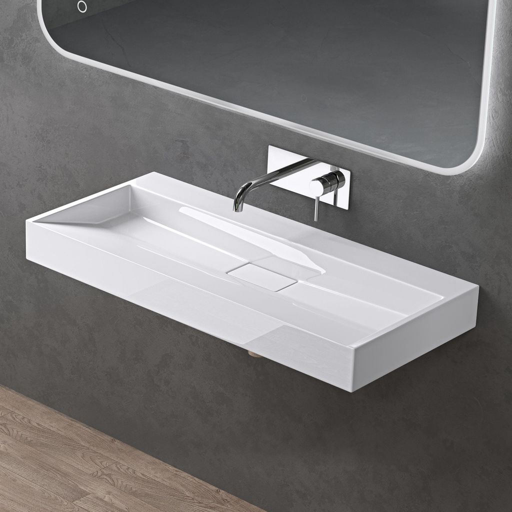 doporro Lavabo Suspendu avec Bonde Vasque à Poser Blanc Image du produit 