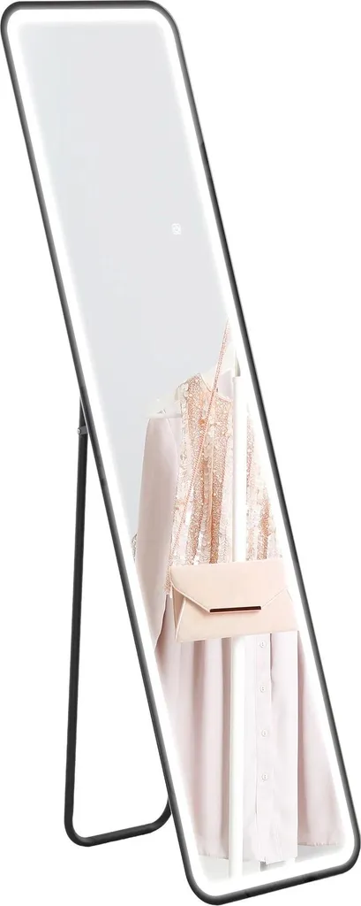 Miroir LED 150x40 cm noir sans cadre ultra fin avec reflet haute fidélité