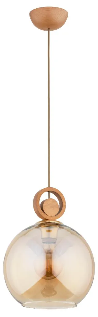 Luminaire suspendu en bois naturel SARA ambre pour salon ou bureau