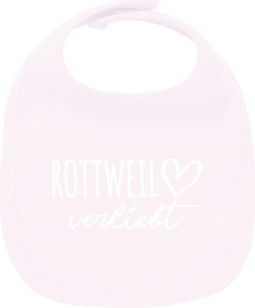 Huuraa Unisex Babylatz Rottweil verliebt Geschenk Babypink Baumwolle Rottweil Mitbringsel