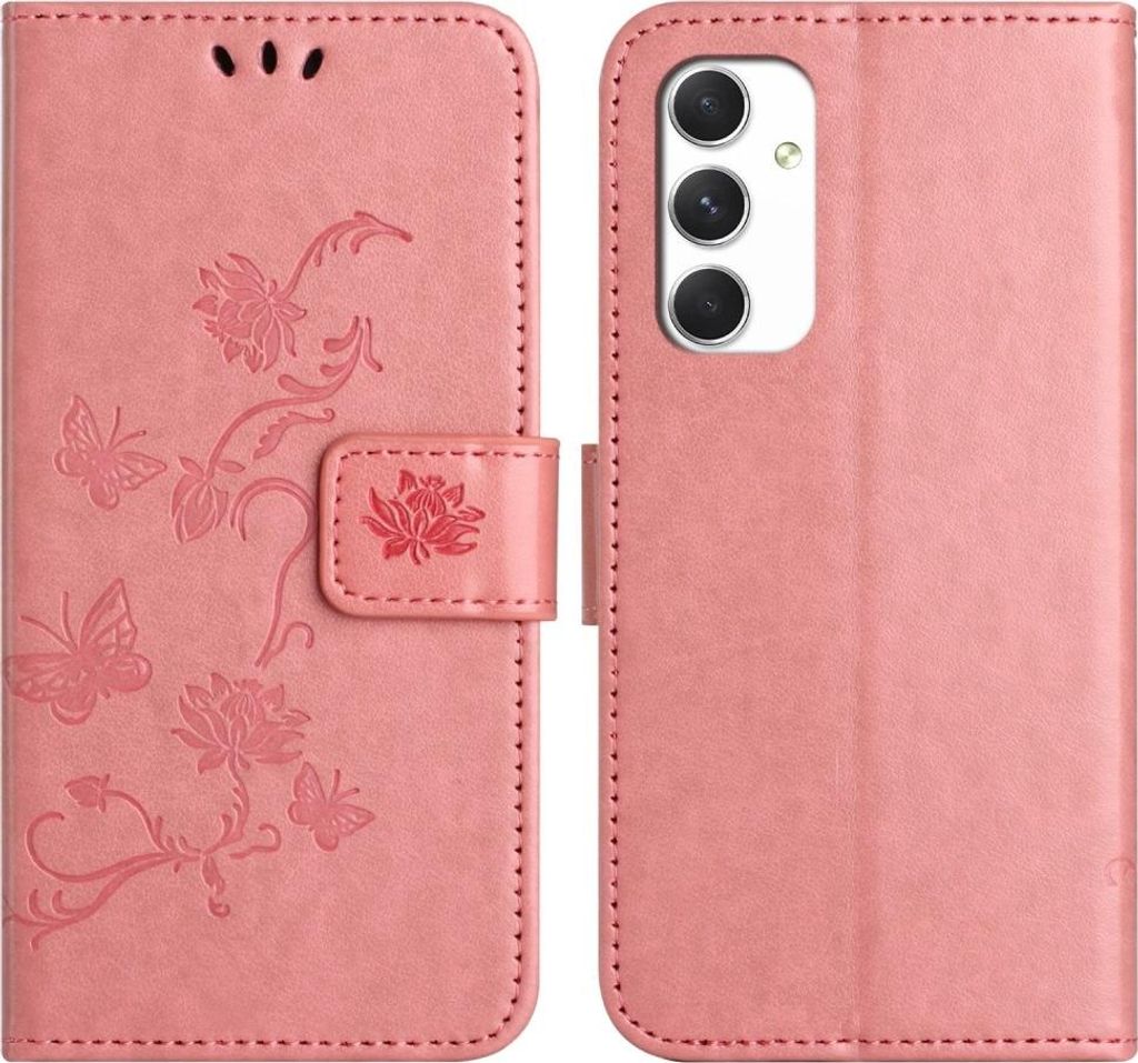 Samsung Galaxy A16 Hülle - Coverup Blumen & Schmetterlinge Klapphülle - Rosa