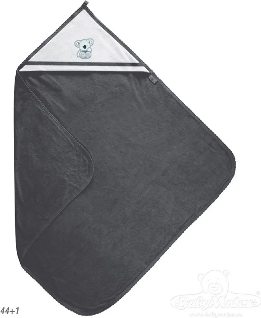 Cape de bain 100x100 cm MAXI BabyMatex Blanc et Gris en Coton Moelleux