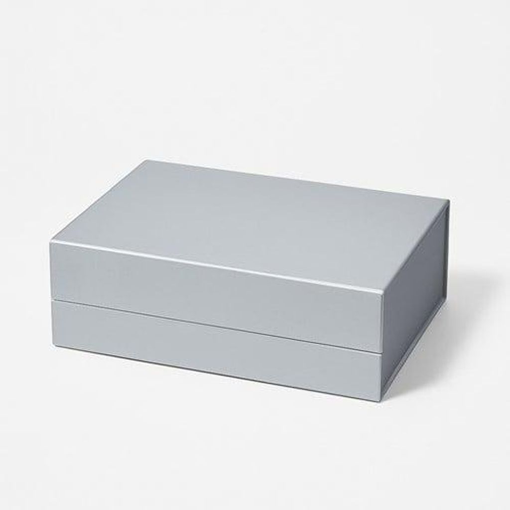 Magnetische Geschenkbox Perlweiß Silber M 280x210x95mm Produktbild 
