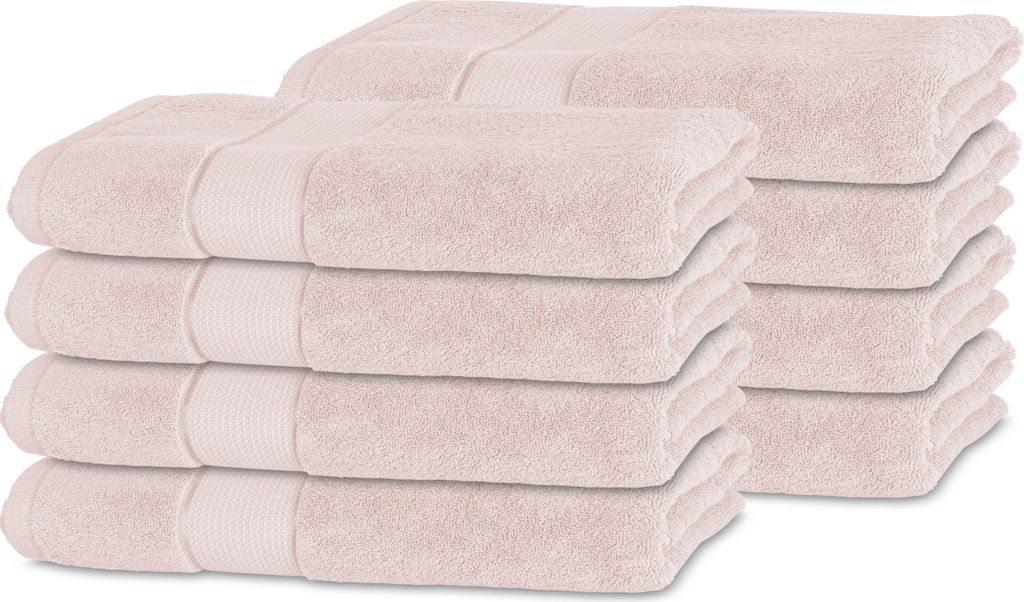 Bananalu 8er Set Handtücher 100% Baumwolle 50x100 Qualität 450g/m2, Rose, Primrose Pink 12-2904