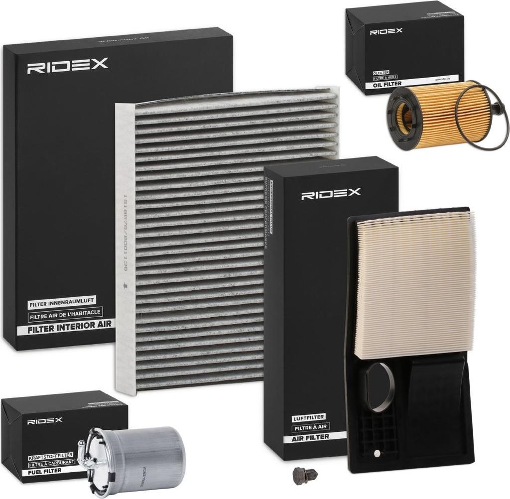 RIDEX Filterset Inspektionspaket Filtersatz für VW POLO (9N) Golf VII Variant (BA5, BV5) für SKODA Fabia II Schrägheck (542) FABIA Stufenheck (6Y3)