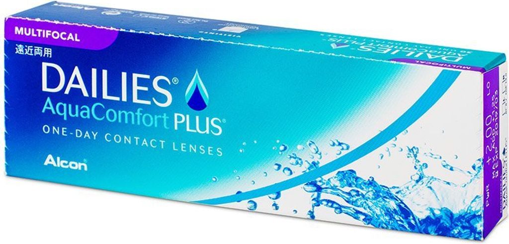 Alcon Dailies AquaComfort Plus Multifocal (30 linsen) Stärke: -3.75, BC: 8.70, DIA: 14.00, Add power: HI (MAX ADD +2.50)