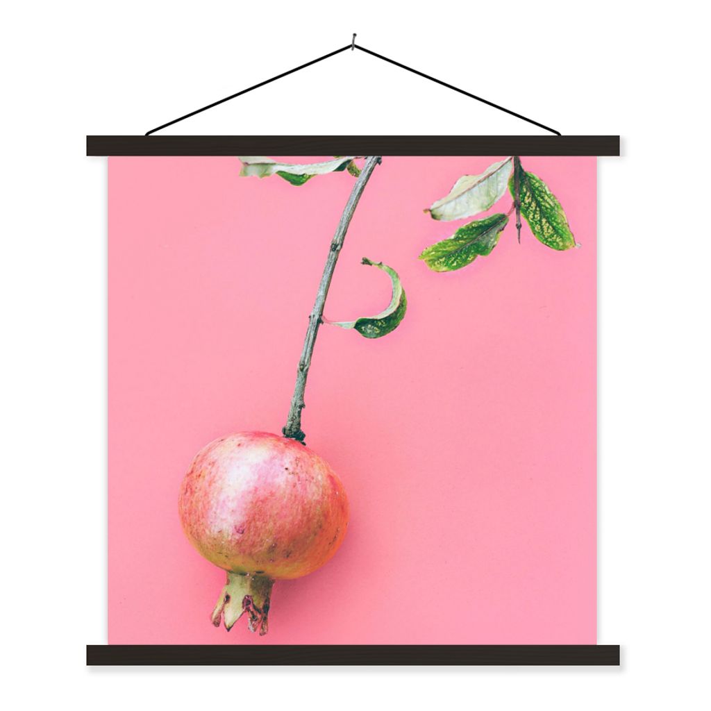 MuchoWow Textilposter Pflanzen - Sommer - Rosa 120x120 cm mit schwarzem Rahmen - Aufhängungsset