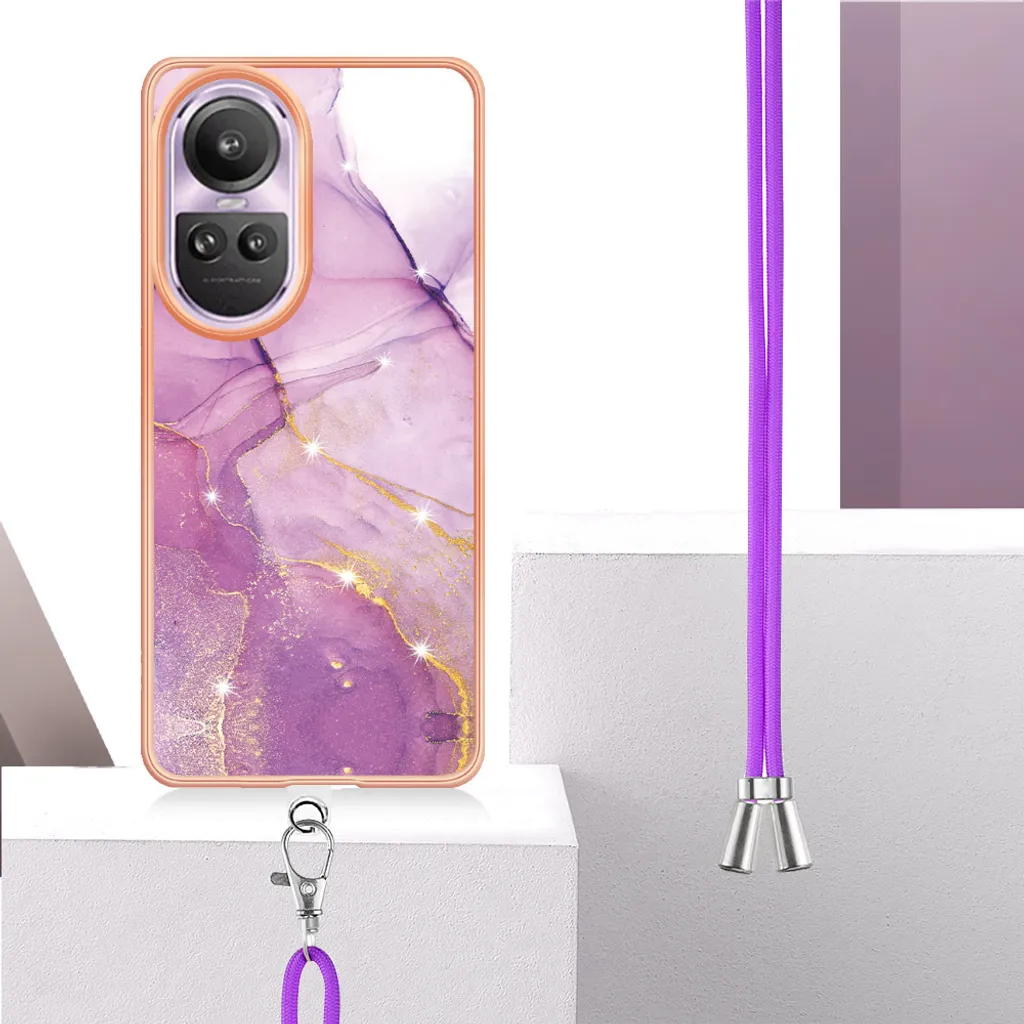 WBWONE Cover per OPPO Reno 10 5G / Reno 10 Pro 5G, Slim Colori Sfumato Custodia Posteriore in Vetro Temperato 9H, Bordo in TPU Bumper in Silicone Protettiva Case - 7