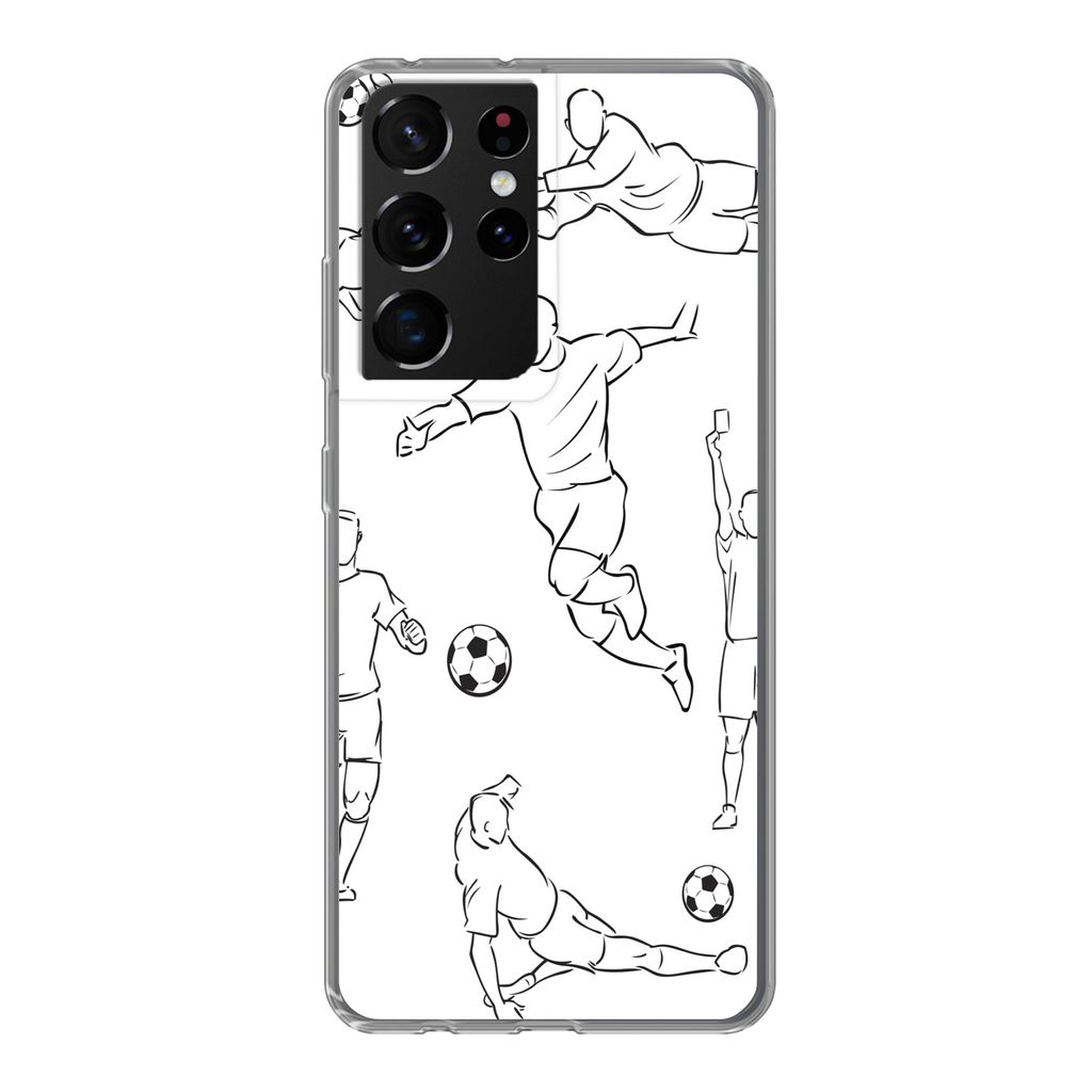 MuchoWow Handyhülle Schutzhülle Hülle für Samsung Galaxy S21 Ultra Eine Illustration von Spielern in verschiedenen Positionen - Junge - Mädc...