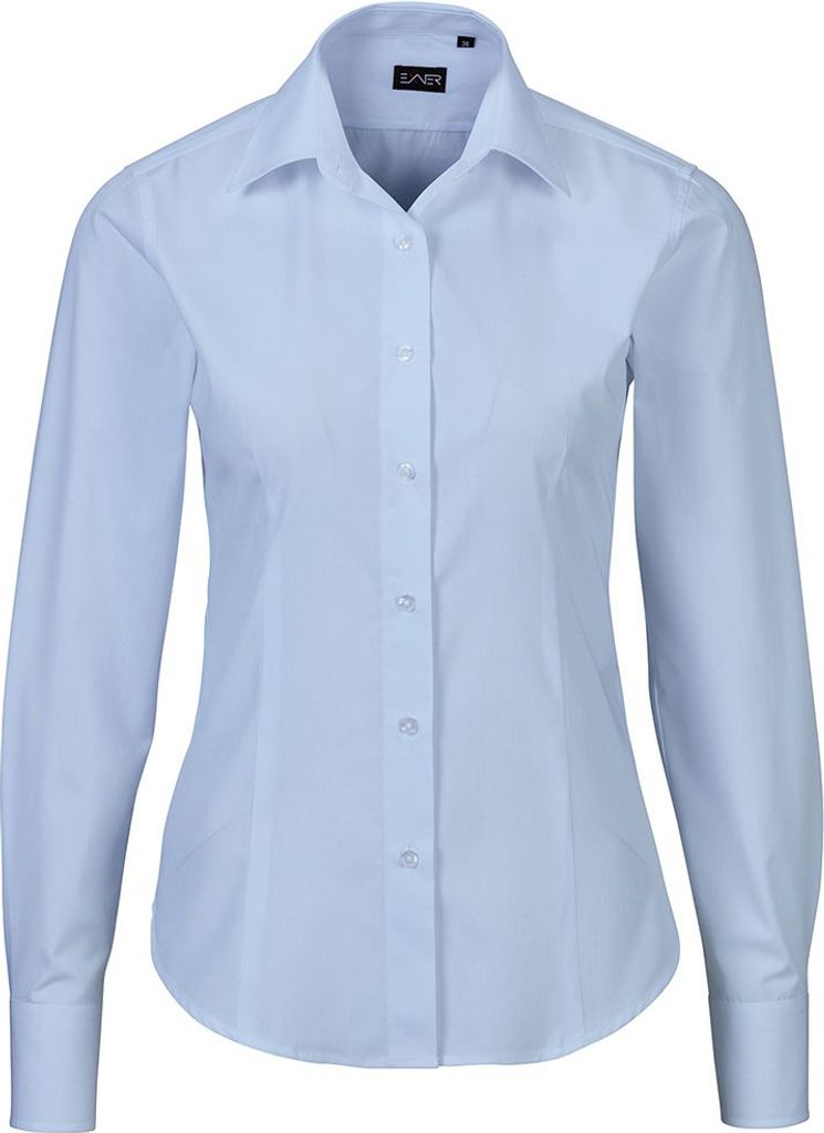 Damen-Bluse, langarm, Kentkragen, tailliert, light blue, Produktbild 