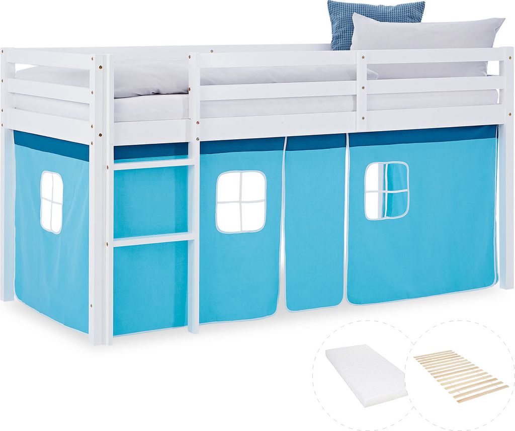 Lit superposé 90x200 cm avec Matelas Lit mezzanine en Bois Image du produit 