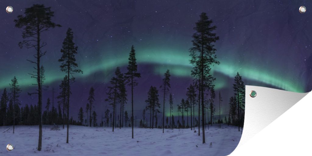 MuchoWow 80x40 cm Outdoor-Poster Gartendeko Sichtschutz Garten Poster für den Garten Ein besonderer Ring von Polarlichtern in Lappland