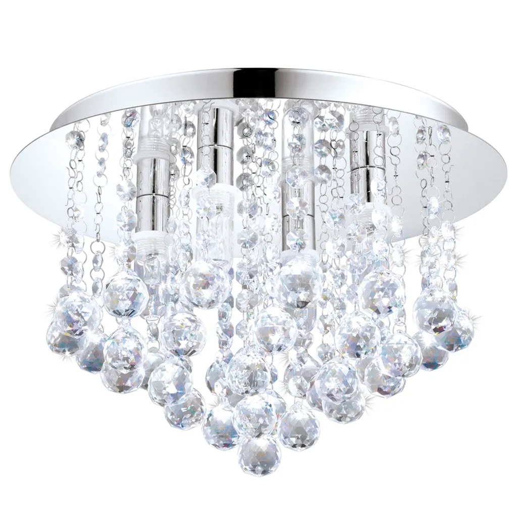 Luminaire Plafonnier Cristal Transparent Eglo BAD Acier Chromé Brillant