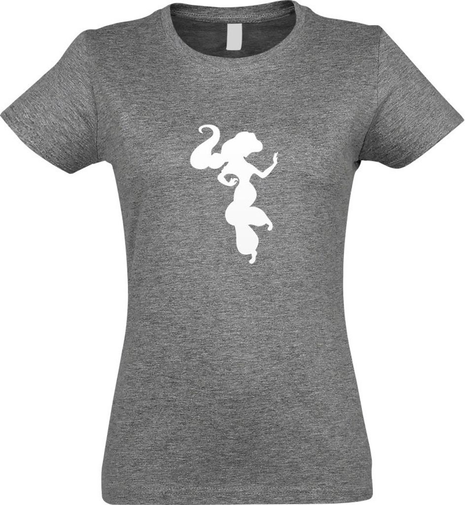 Kiwistar - T-Shirt tailliert - Damen - Graumeliert - Dschinni - mit Motiv Bedruckt - Funshirt Design - Sport - Freizeit - Damen - L