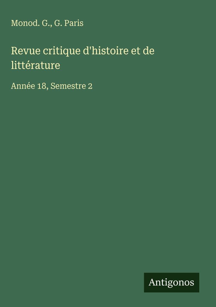 Revue critique d'histoire et de littérature