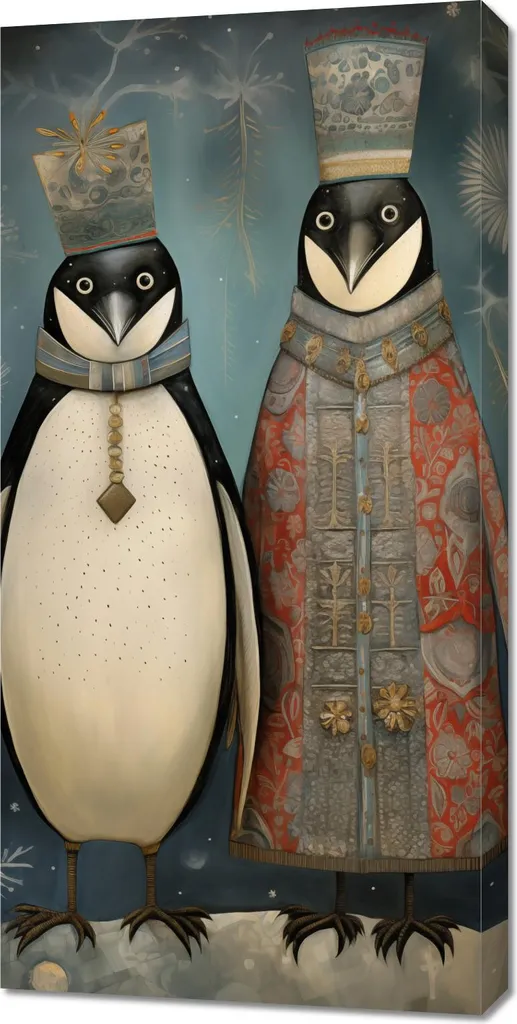 Sublimez vos murs avec ce tableau Pingouins royaux 50x100 cm élégant