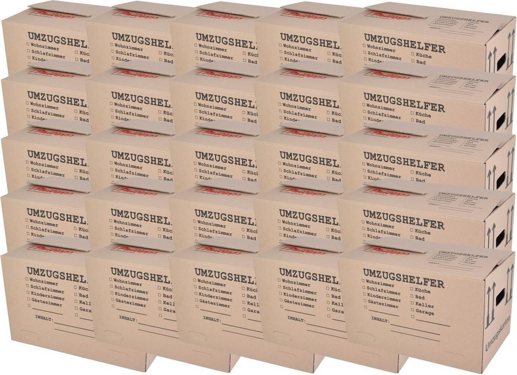 Umzugskarton 25 Stück bedruckt 59x34x35cm Traglast bis 30kg Aufbewahrung Kiste