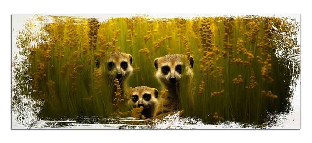 Wallario Kunstdrucke Wandbilder Holz in : Brillante Farben, Größe 50 x 125 cm Motiv Versteckspiel im Feld
