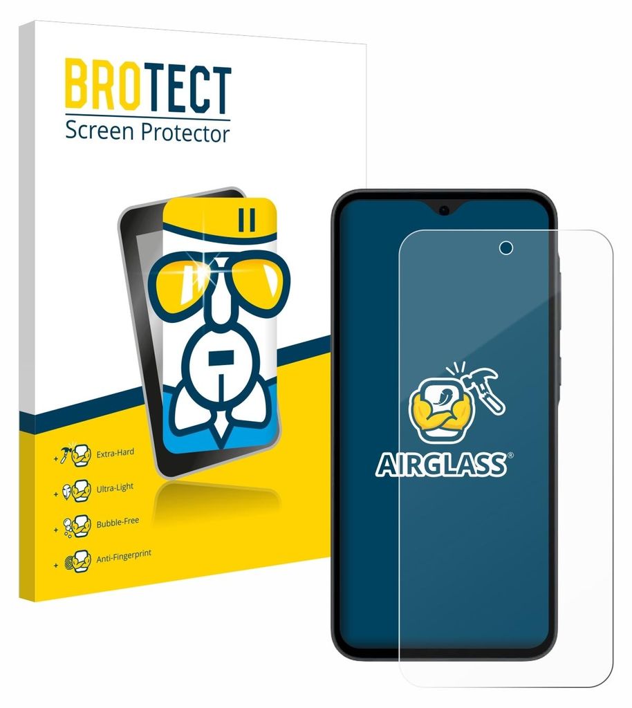 A product shot of a screen protector packaging and a smartphone with a screen protector applied.