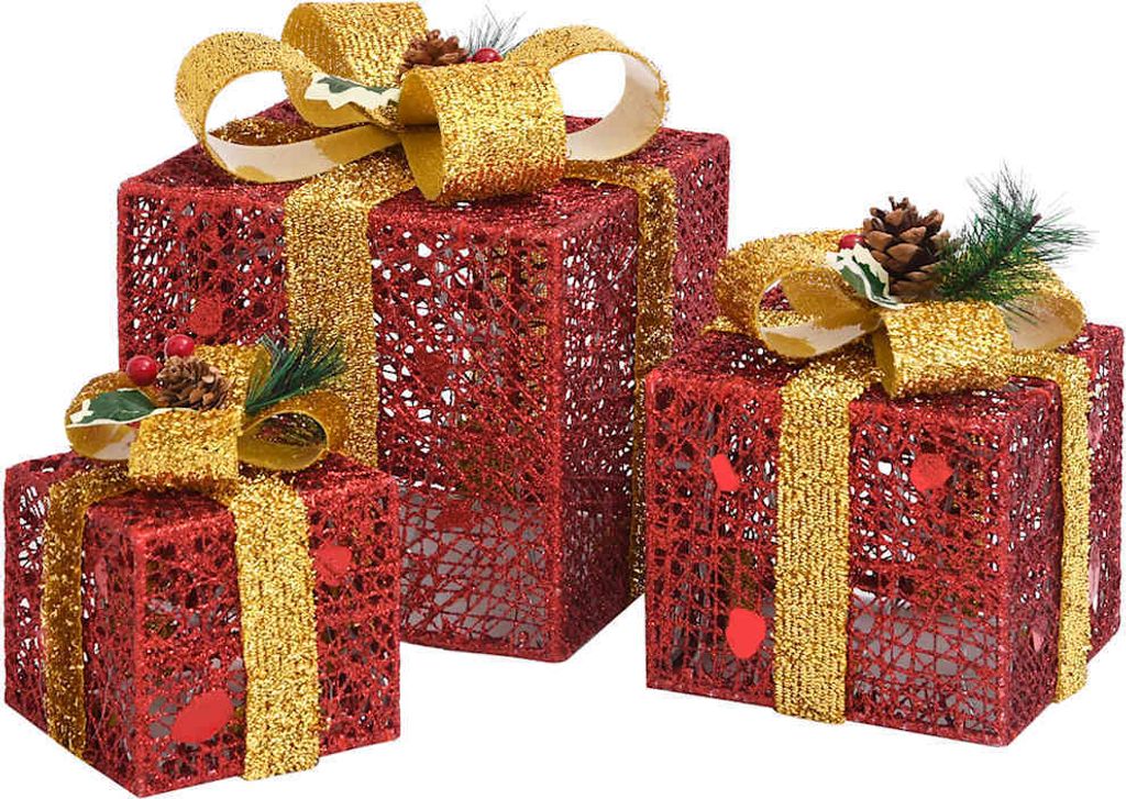vidaXL Darčekové krabičky Deko-Set 3 Stk. Rot Outdoor Obrázok produktu 