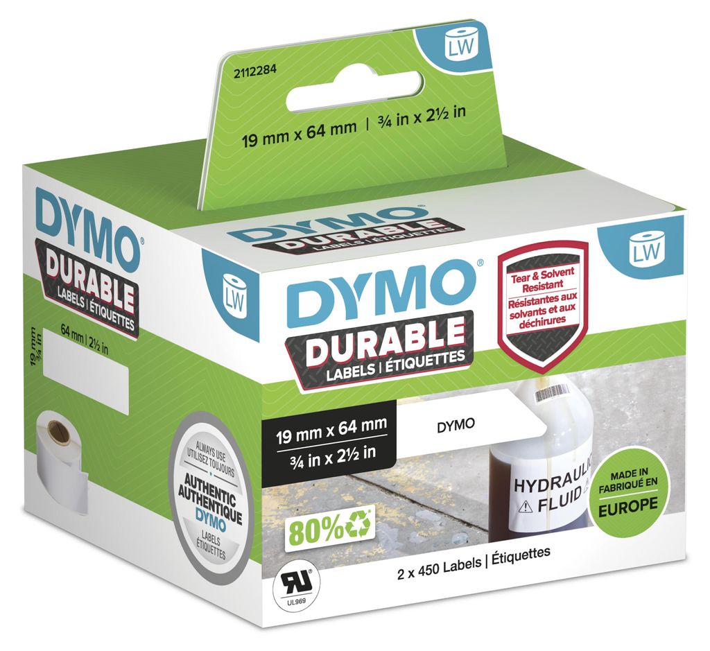 DYMO LabelWriter Etichette durevoli - 19 x 64 mm - Bianco - Immagine del prodotto 